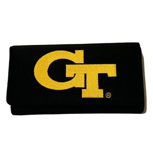 New Black Georgia Tech Trifold Wallet Collegiate Purse Card Logo Embroidered